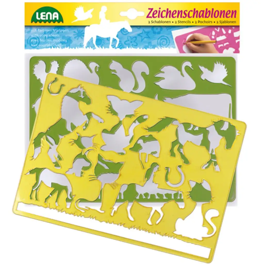 LENA: Kone a mačky kresliaca šablóna