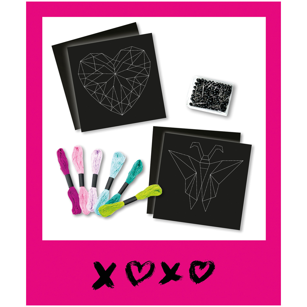 LENA: Kreatívna súprava na tvorbu obrázkov z priadze s motívom motýľa a srdca kép 2
