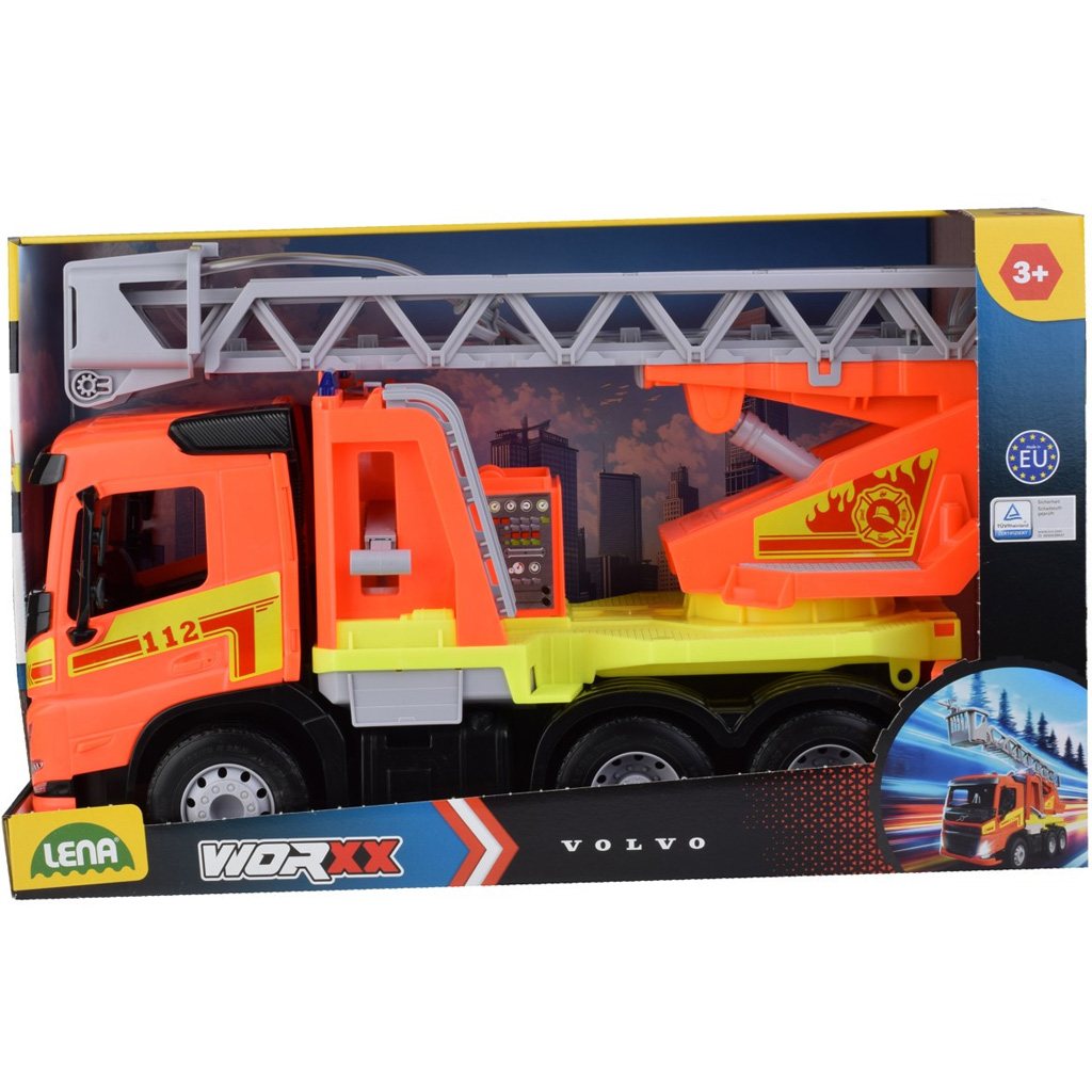 LENA: Worxx Volvo FMX hasičské auto s rebríkom v krabici 48 cm