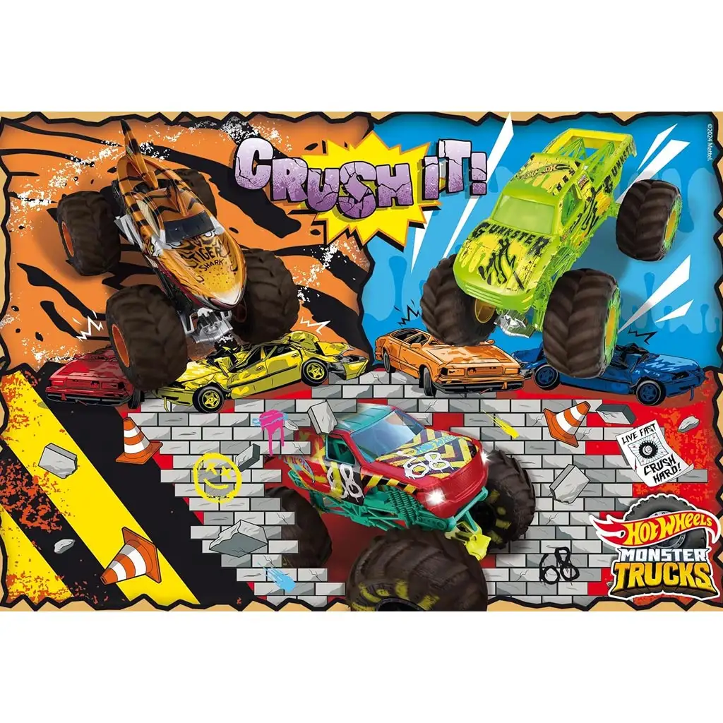 Hot Wheels Monster trucks 2 x 60-dielne maxi podlahové puzzle 50x35 cm - Lisciani kép 2