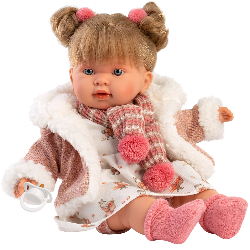 Llorens: Alexandra, 42 cm plačúca bábika s cumlíkom v oblečení so zvieratkami. kép 3