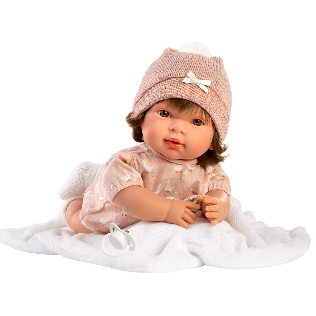 Llorens: Carla, 42 cm-ová plačúca bábika s cumlíkom a bielou prikrývkou kép 2