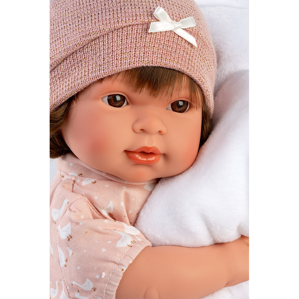 Llorens: Carla, 42 cm-ová plačúca bábika s cumlíkom a bielou prikrývkou kép 3