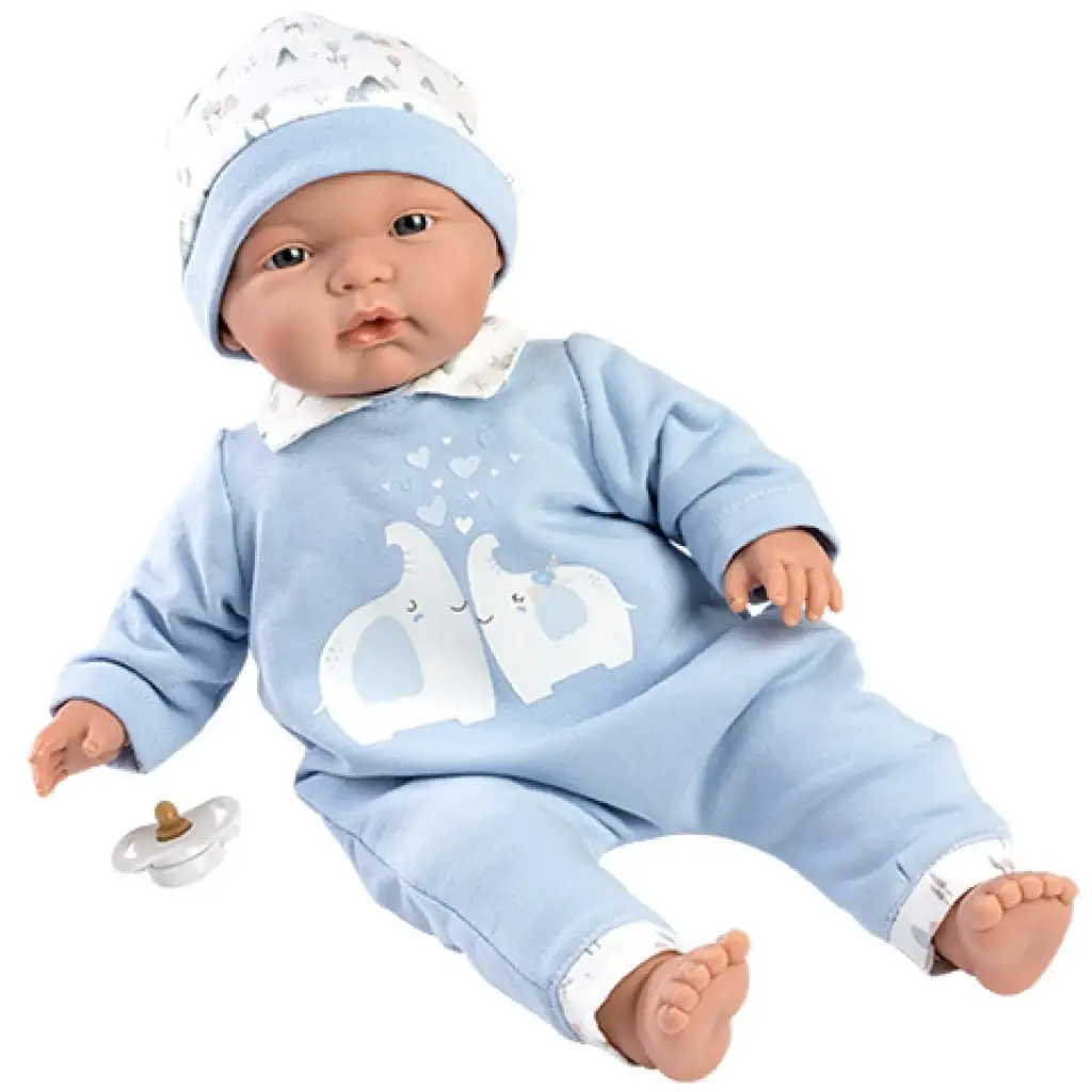 Llorens: Bábika Joel v dupačke so sloním vzorom 38cm