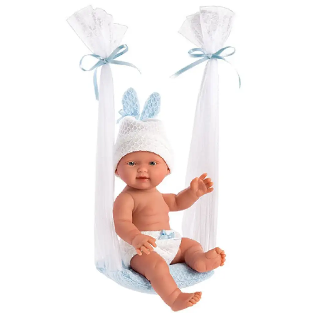 Llorens: Bebito 26 cm chlapček bábika s hojdačkou