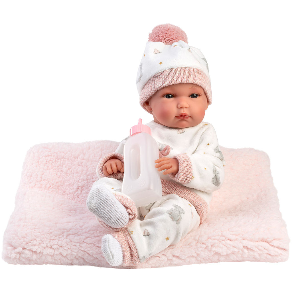 Llorens: Bimba 35 cm novorodenecká bábika s fľaštičkou a dekou. kép 2