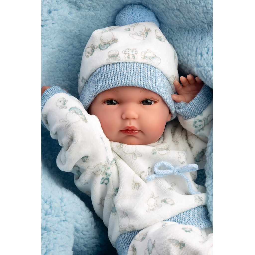 Llorens: Bimbo 35 cm novorodenecká bábika s dojčenskou fľaškou a prikrývkou kép 3