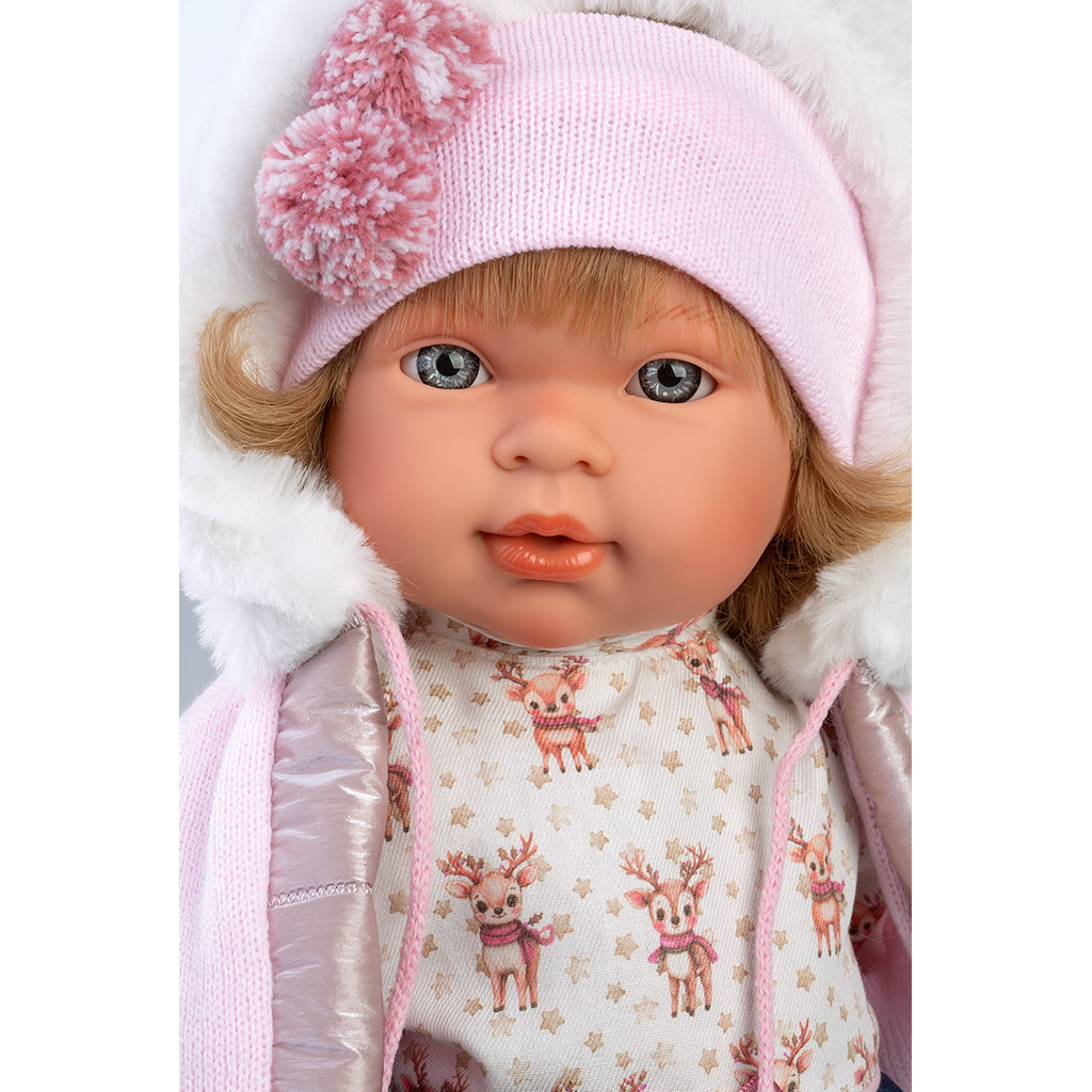 Llorens: Carla 42 cm plačúca bábika s cumlíkom v modrej sukni kép 3