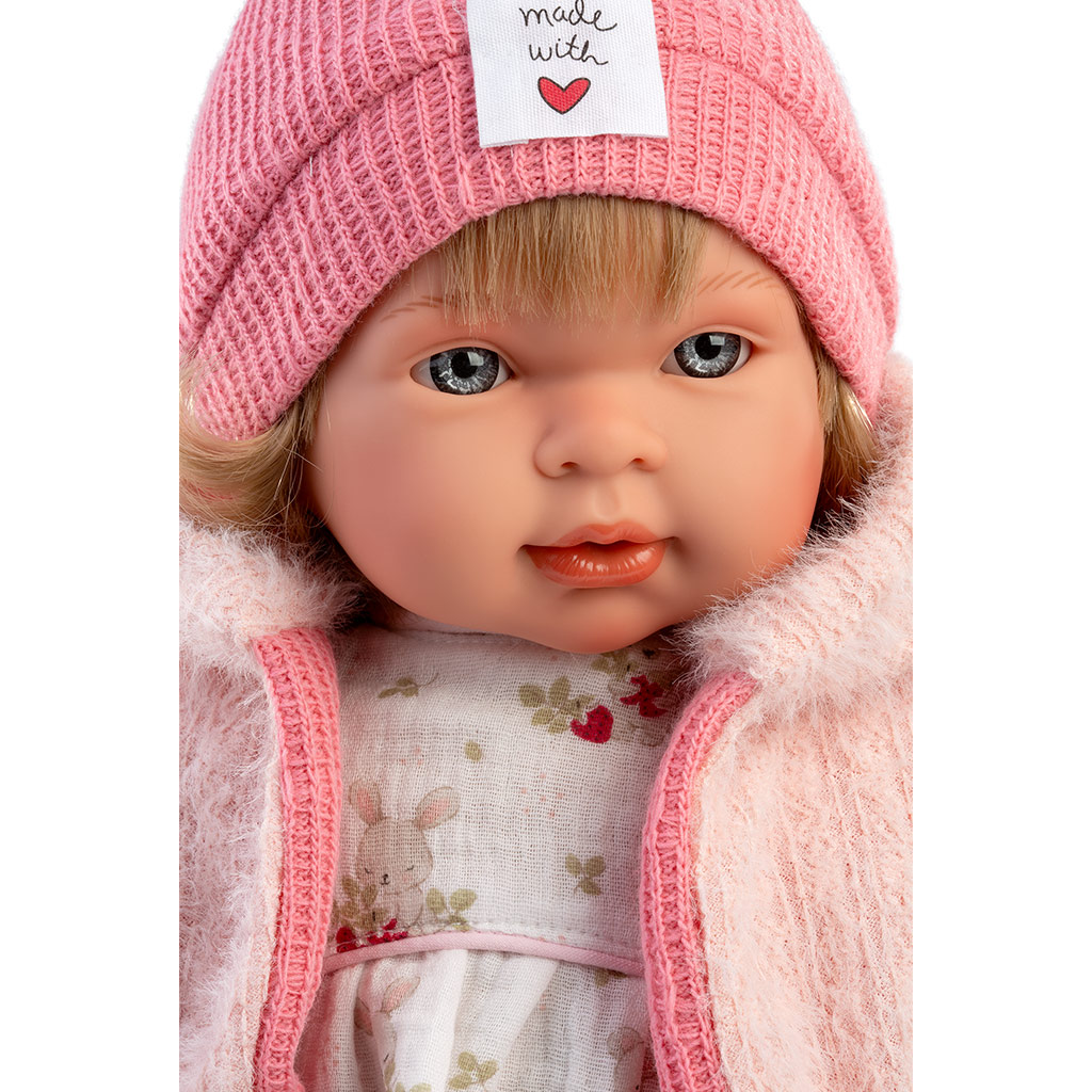 Llorens: Carla, plačúca 42 cm bábika s cumlíkom v čiapke so srdiečkami. kép 4