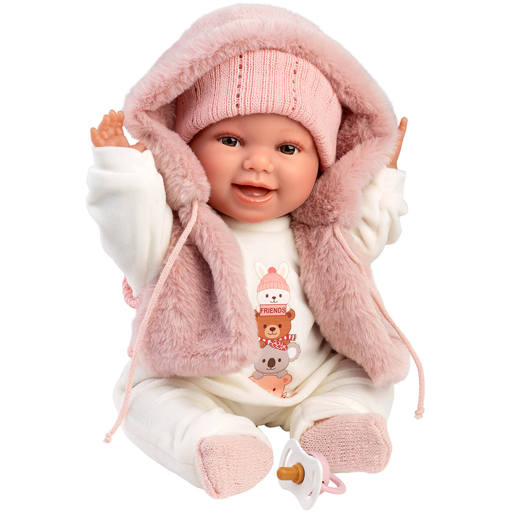 Llorens: Chloe, 38 cm plačúca bábika v ružovej vestičke