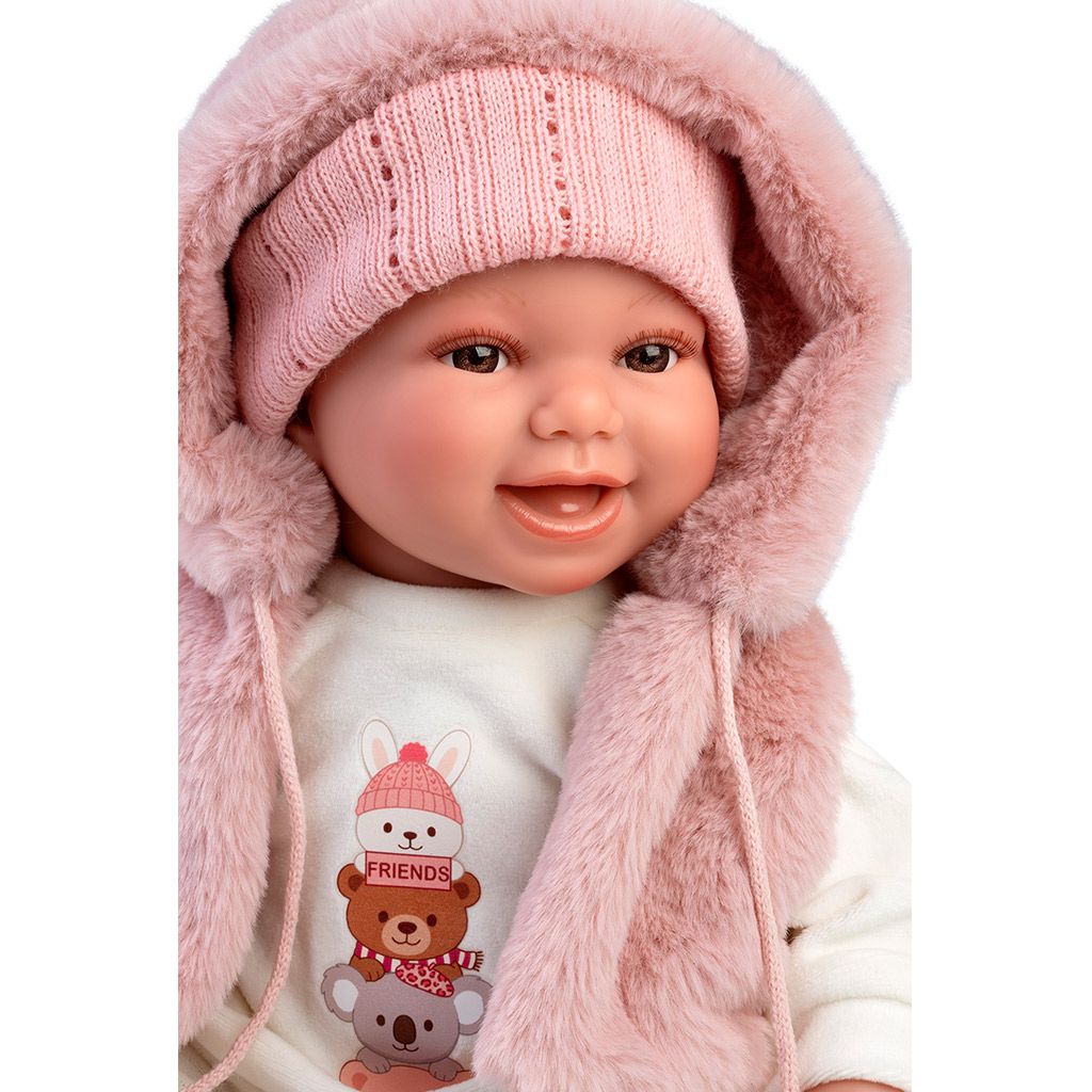 Llorens: Chloe, 38 cm plačúca bábika v ružovej vestičke kép 4