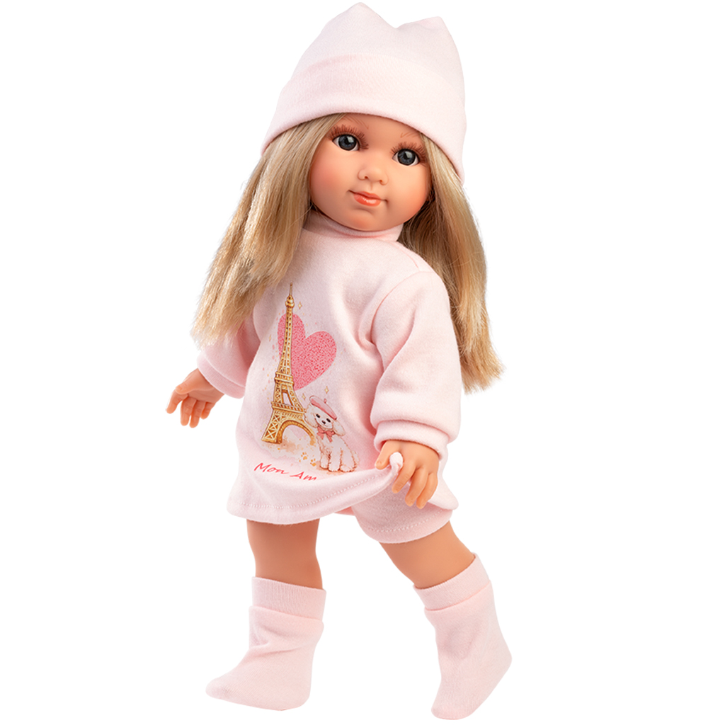Llorens: bábika Elena 35 cm v ružovej čiapke kép 2