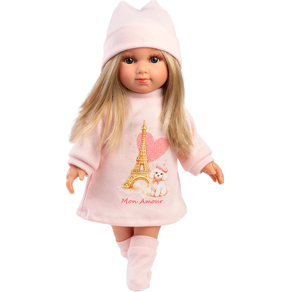 Llorens: bábika Elena 35 cm v ružovej čiapke