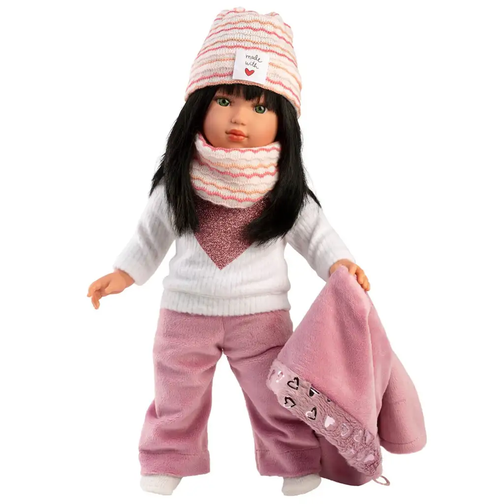 Llorens: Módna ikona 40 cm bábika Gréta v ružovom kabáte kép 2