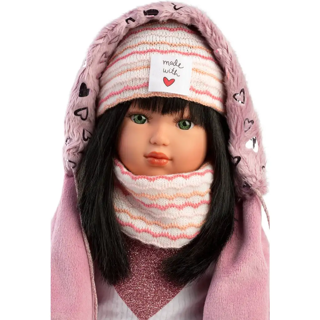 Llorens: Módna ikona 40 cm bábika Gréta v ružovom kabáte kép 3