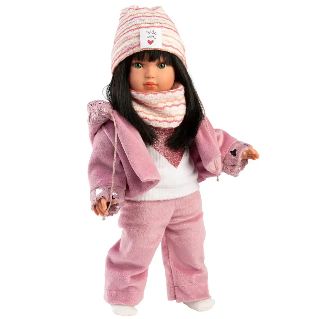 Llorens: Módna ikona 40 cm bábika Gréta v ružovom kabáte kép 4