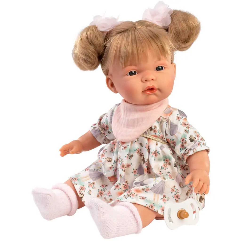 Llorens: Joelle 38 cm plačúca bábika s cumlíkom v letných šatách kép 3
