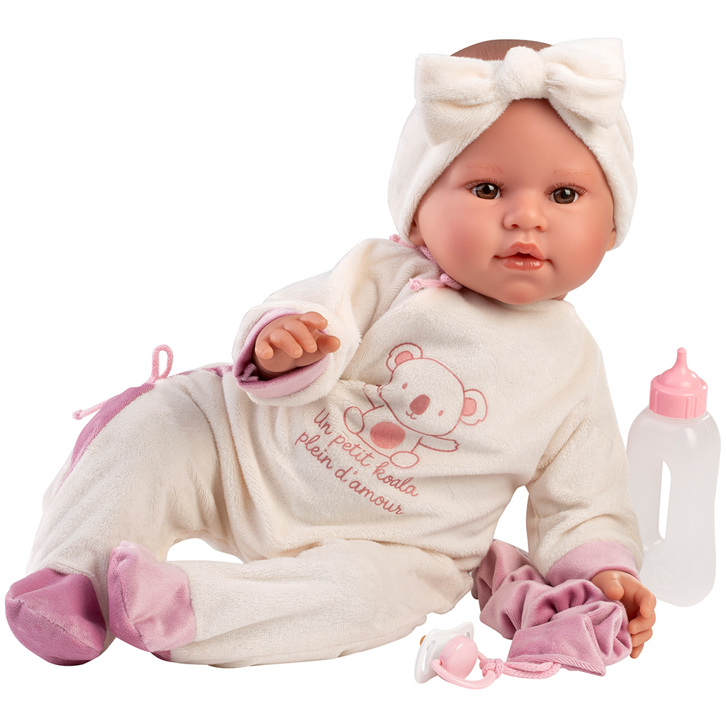 Llorens: Lea, 45 cm plačúca bábika s cumlíkom v overale s motívom koaly kép 2