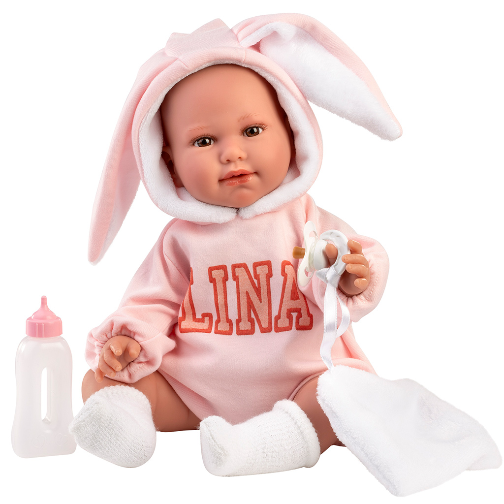 Llorens: Lina, 45 cm plačúca bábika v oblečku s králičími uškami