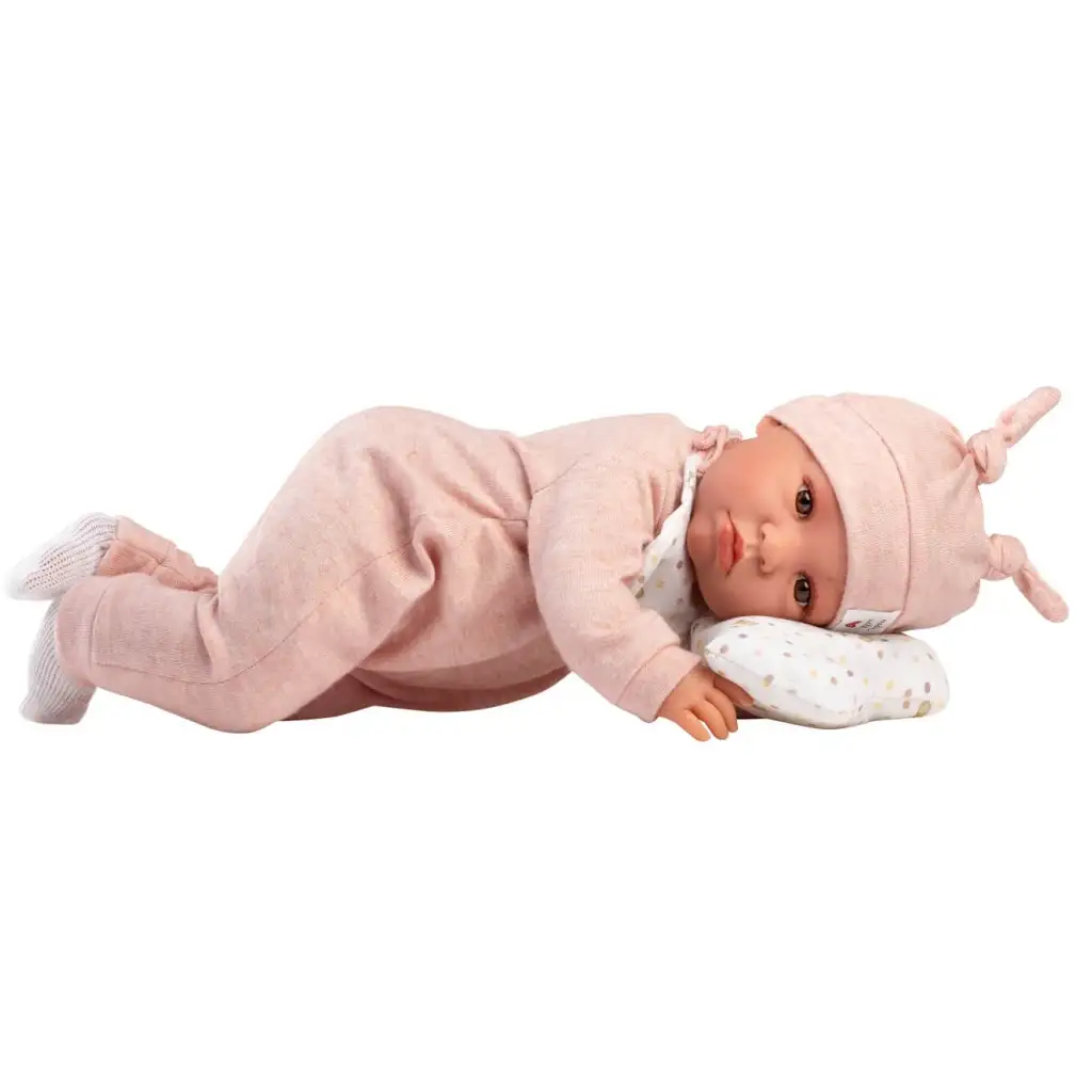 Llorens: Plačúca bábika Luna 45 cm s bodkovaným vankúšom kép 3