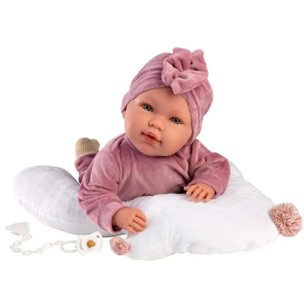 Llorens: Mimi Llorana 42 cm bábika so zvukom, v medvedíkovej kombinéze s vankúšom. kép 2