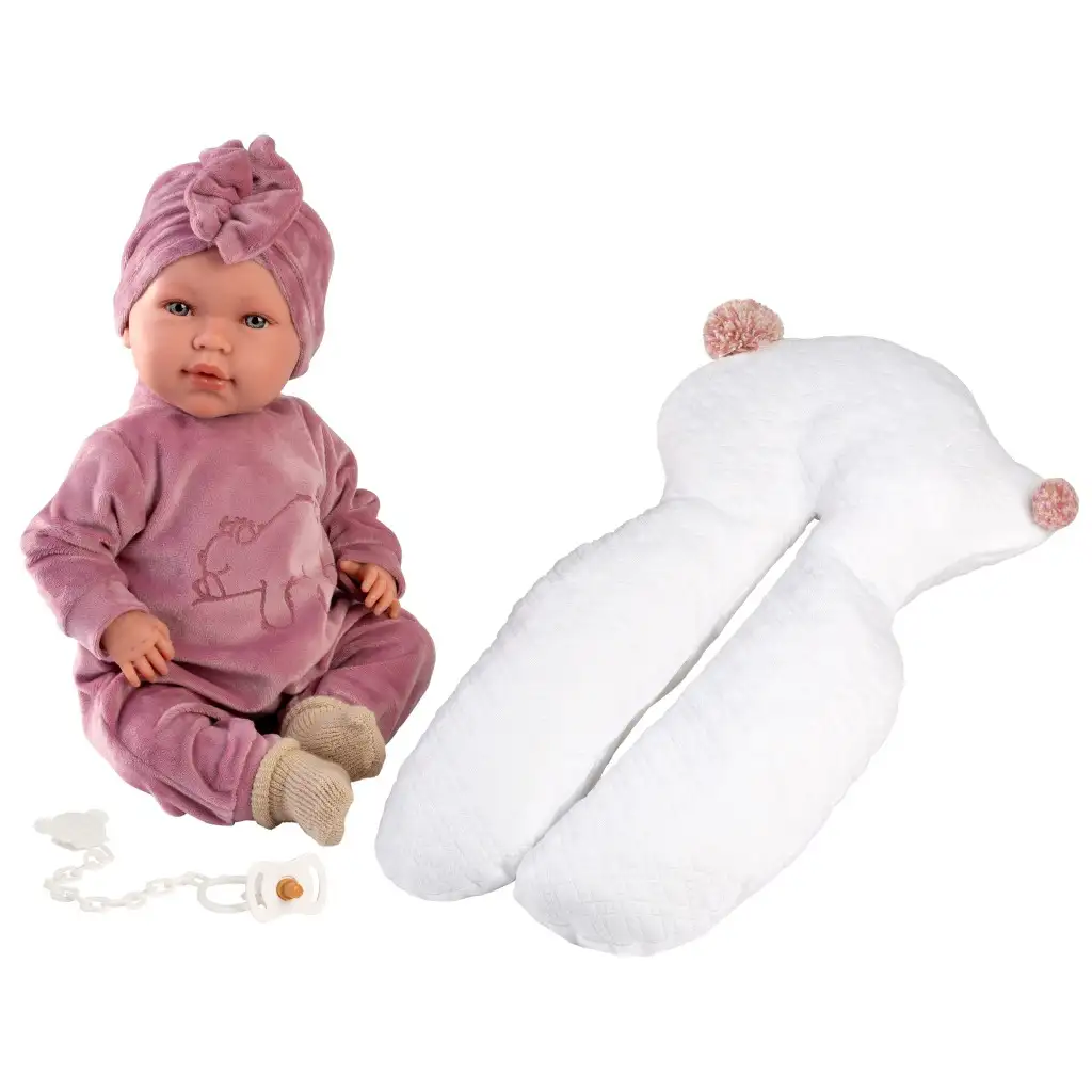 Llorens: Mimi Llorana 42 cm bábika so zvukom, v medvedíkovej kombinéze s vankúšom. kép 3