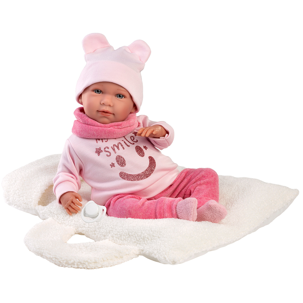 Llorens: Mimi 42 cm plačúca bábika s bielym nosičom kép 2