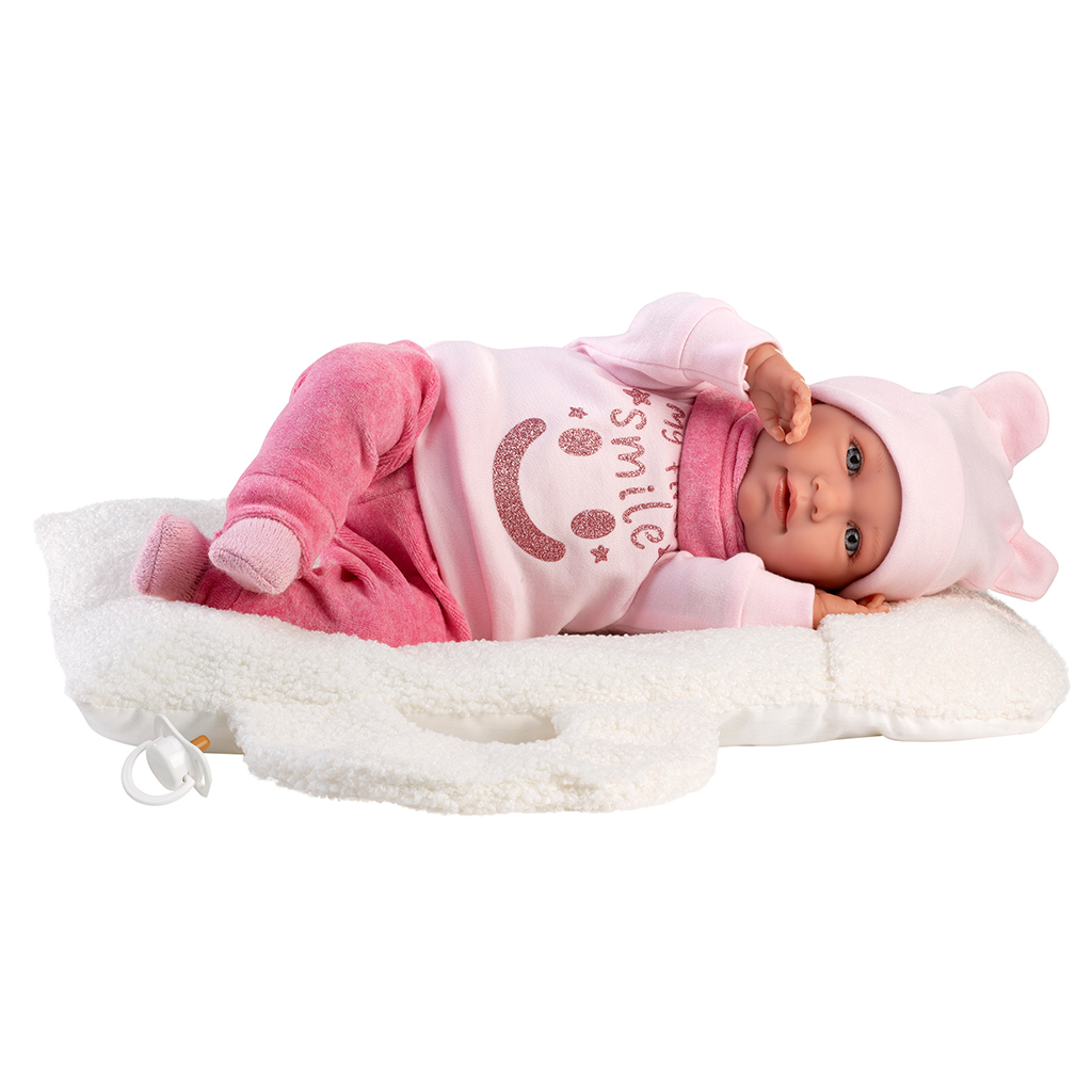 Llorens: Mimi 42 cm plačúca bábika s bielym nosičom kép 4