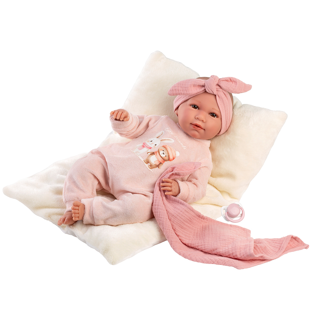 Llorens: Mimi 42 cm vysoká plačúca bábika s vankúšom a prikrývkou kép 2