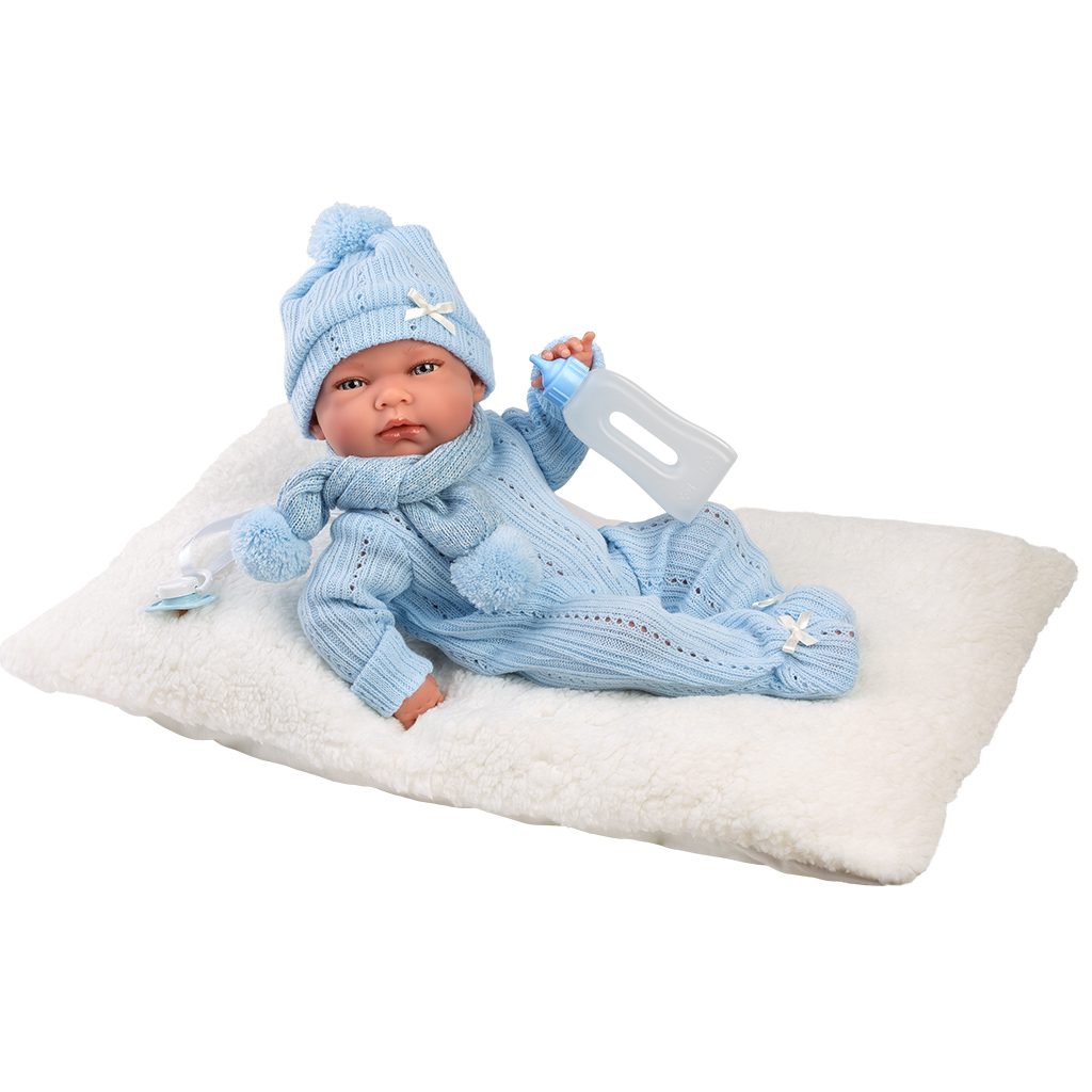 Llorens: Nico 40 cm novorodenecká bábika s fľaštičkou a vankúšikom