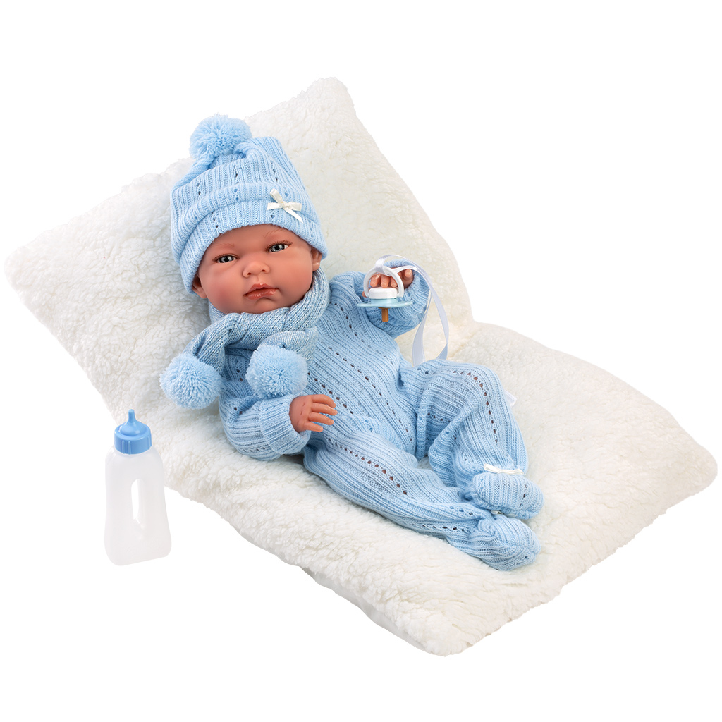 Llorens: Nico 40 cm novorodenecká bábika s fľaštičkou a vankúšikom kép 3
