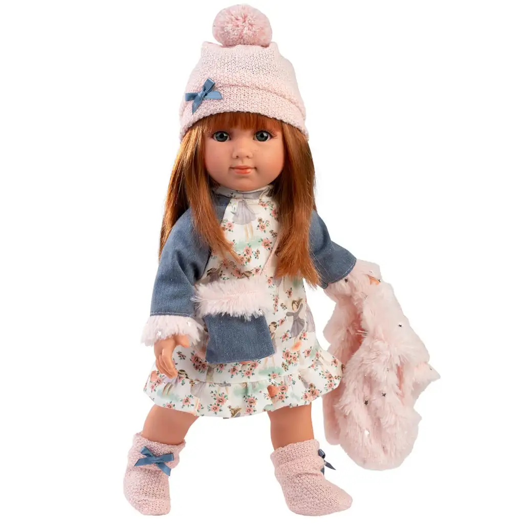 Llorens: Nicole 35 cm vysoká bábika s červenými vlasmi v ružovej veste kép 3