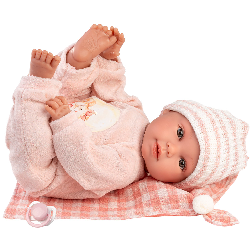 Llorens: Olivia, plačúca 38 cm bábika s kockovanou dekou kép 2