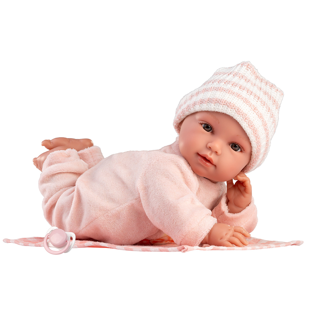 Llorens: Olivia, plačúca 38 cm bábika s kockovanou dekou kép 3