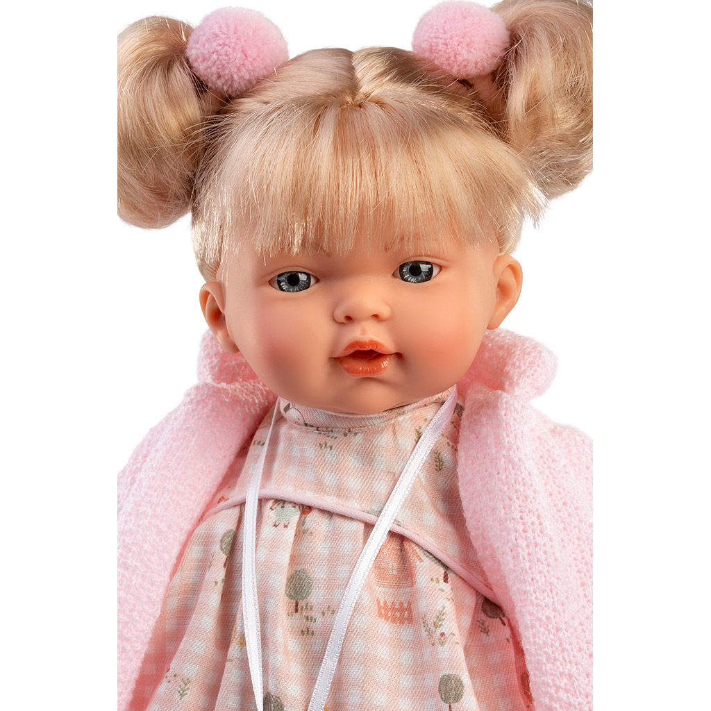 Llorens: bábika Roberta, 33 cm, s cumlíkom v ružovom kardigáne kép 3