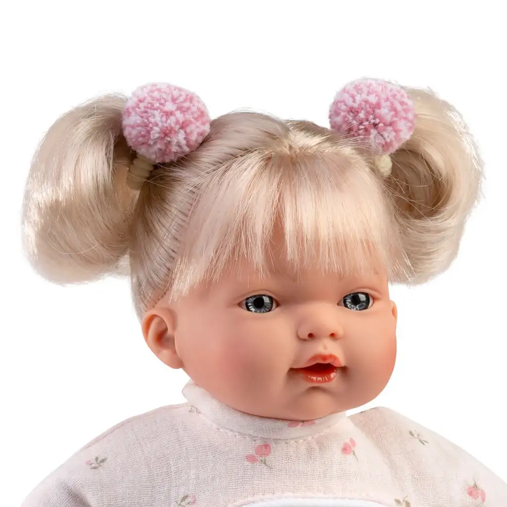 Llorens: Plačúca bábika Roberta 33 cm s cumlíkom v kvetinových šatách kép 2