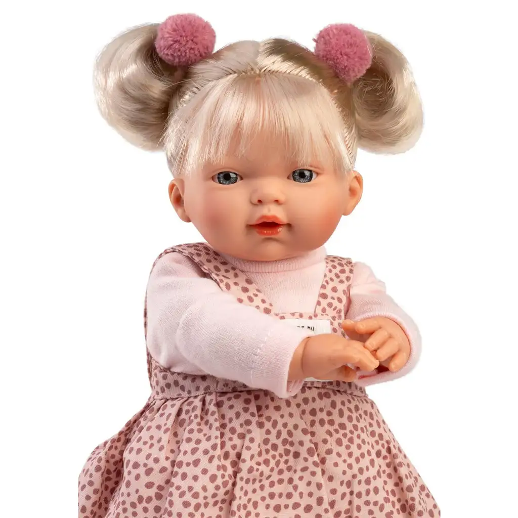 Llorens: Plačúca bábika Roberta s cumlíkom v bodkovaných šatách, 33 cm kép 2