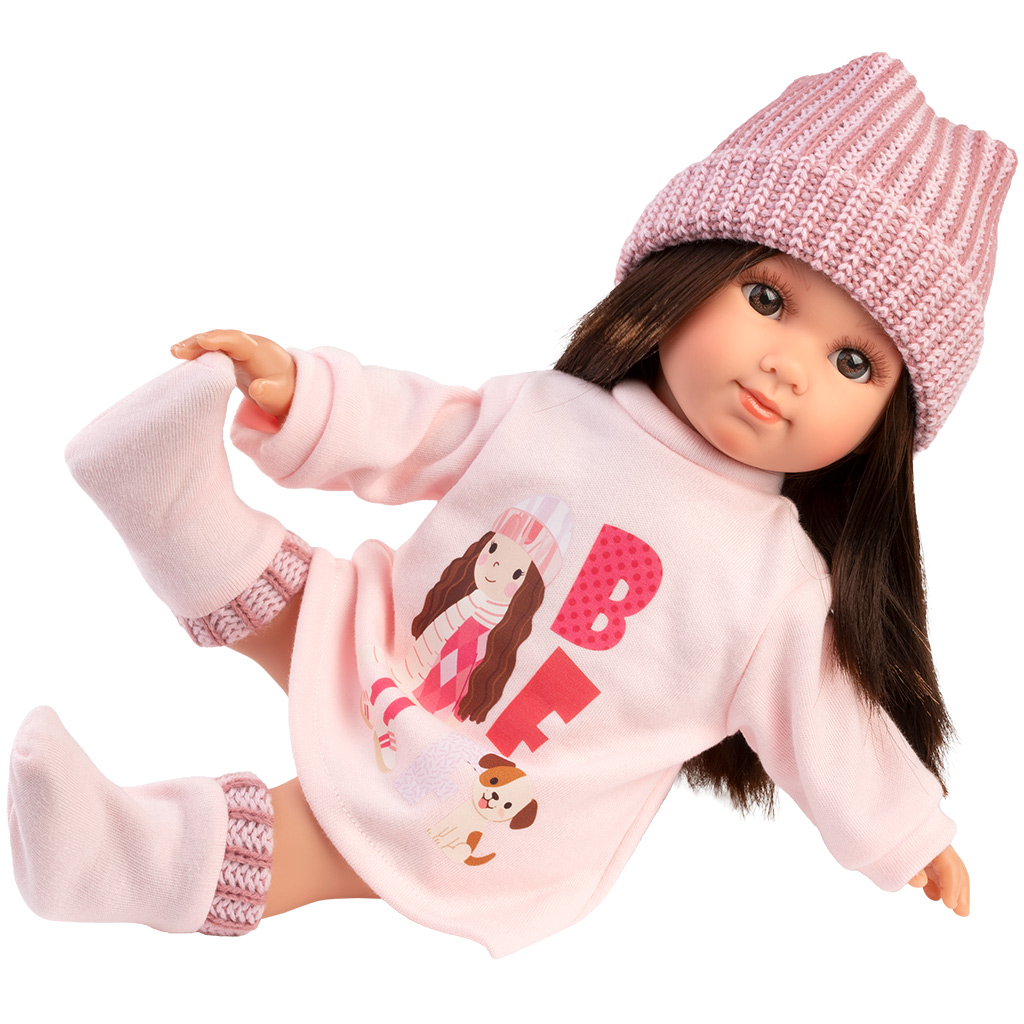 Llorens: Bábika Sara 35 cm v ružovej pletenej čiapke kép 3