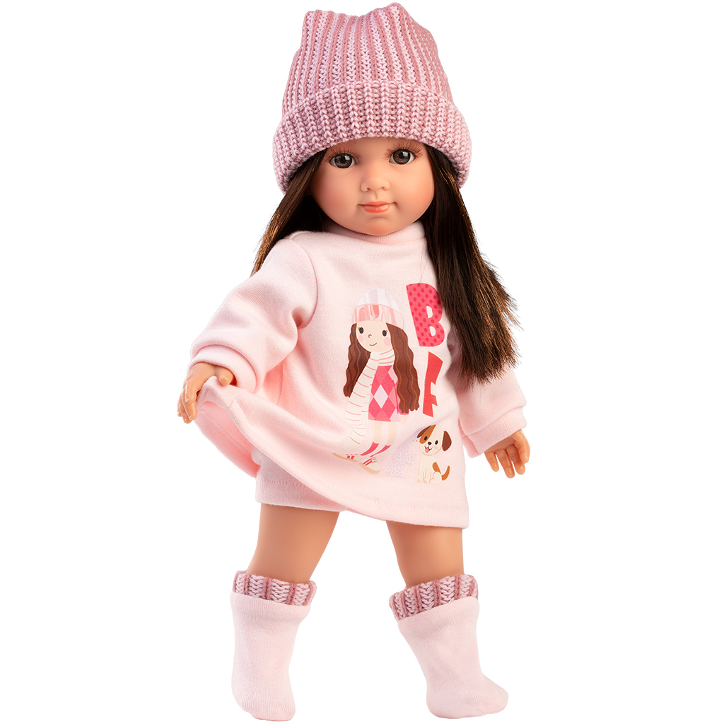 Llorens: Bábika Sara 35 cm v ružovej pletenej čiapke kép 2