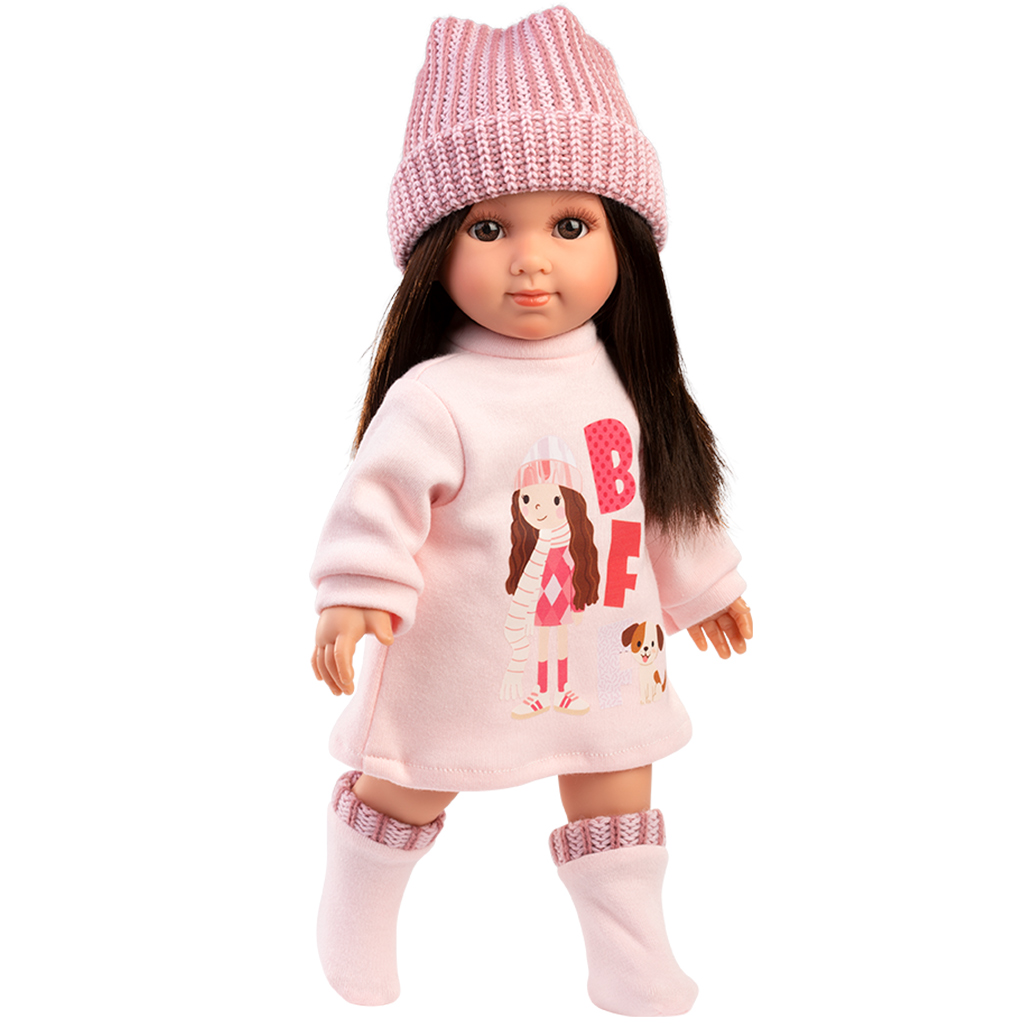 Llorens: Bábika Sara 35 cm v ružovej pletenej čiapke