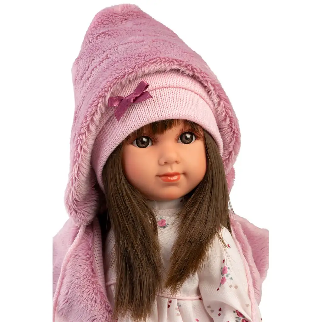 Llorens: Sara 35 cm bábika v ružovej kvetinovej sukni kép 4