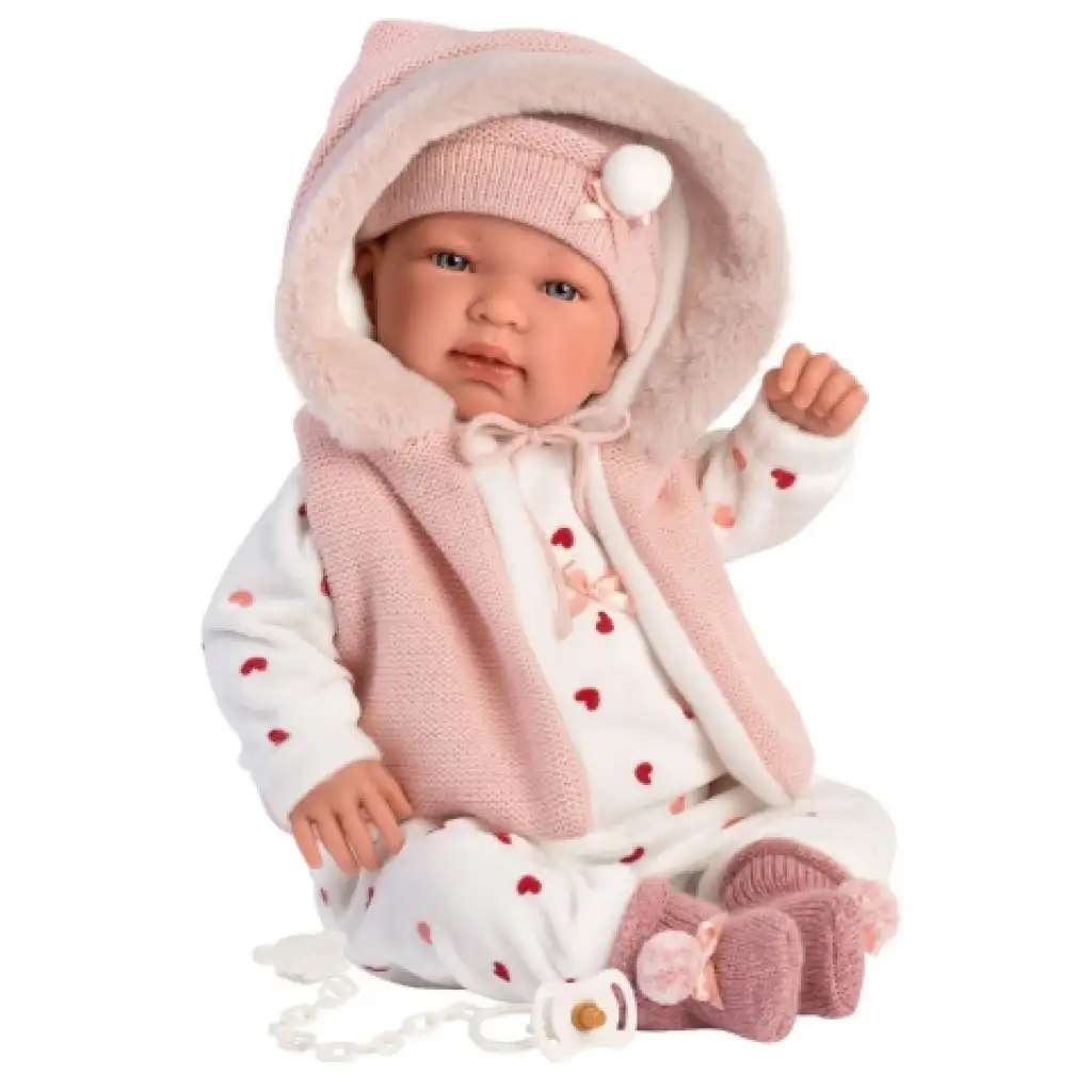 Llorens: Tina 44cm-ová plačúca bábika v ružovej veste
