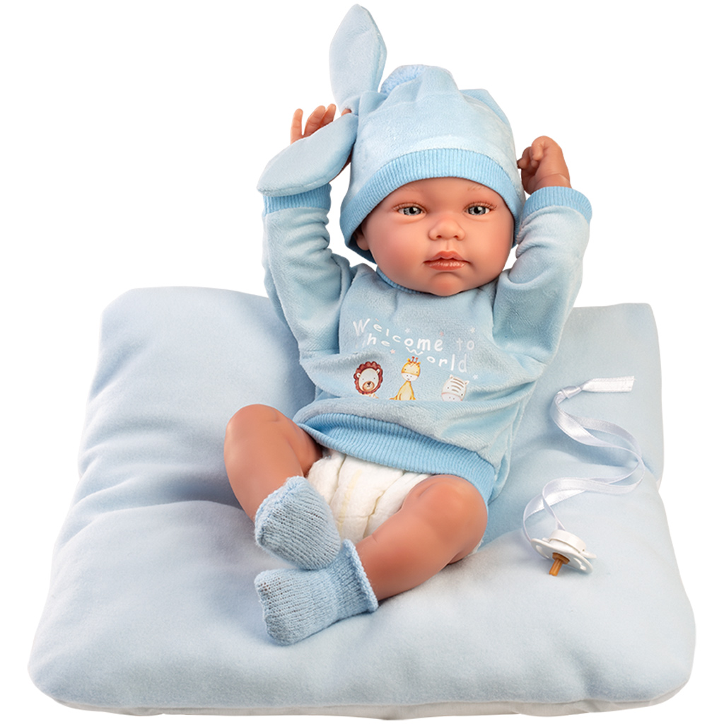Llorens: Tino 43 cm novorodenecká bábika s vankúšom kép 2