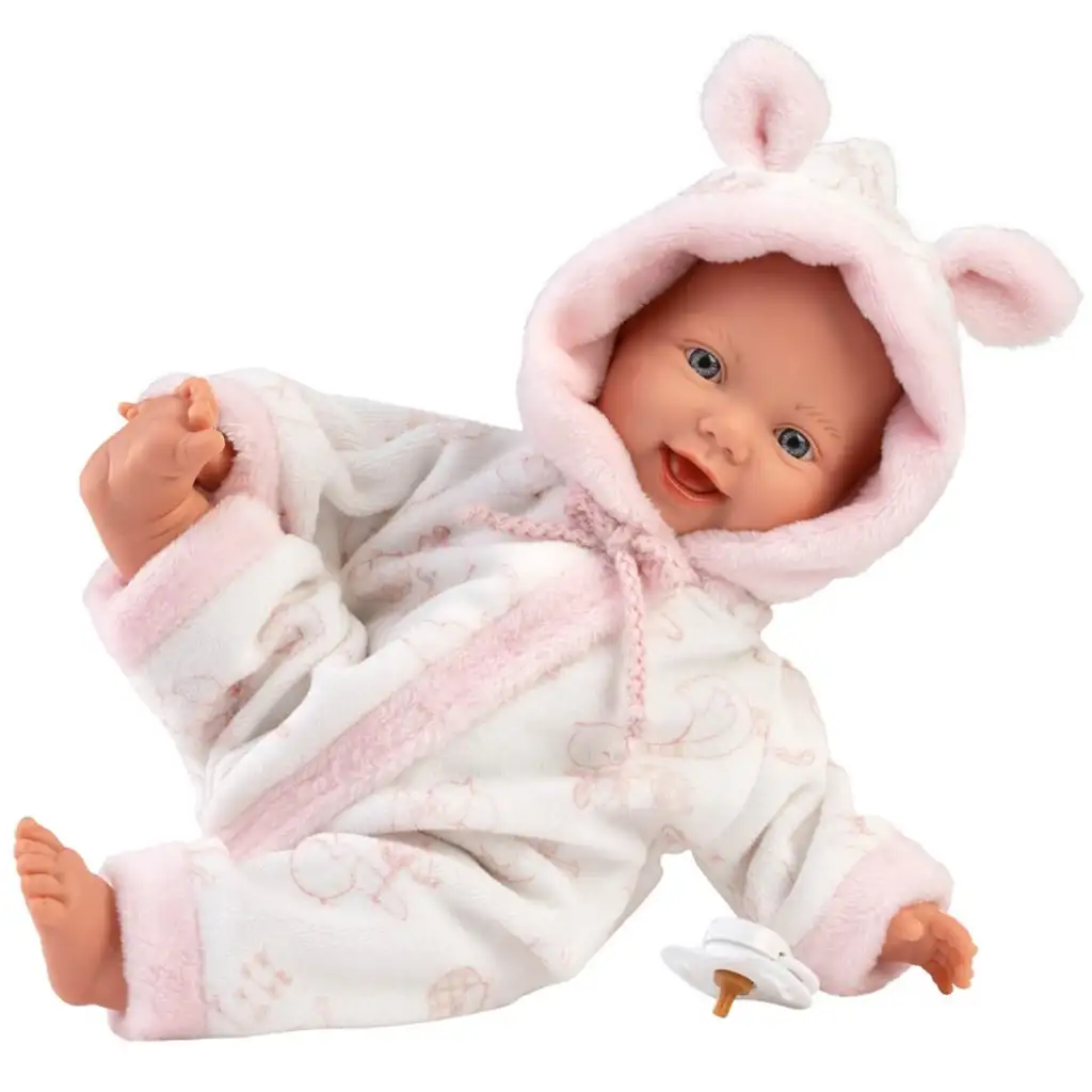 Llorens: Dievčenská bábika bábätko v mäkkej pyžame s motívom bociana 31 cm kép 2