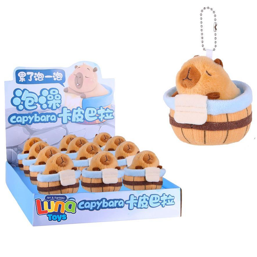Luna: Capybara hordóban plüss kulcstartó figura 1db kép 1