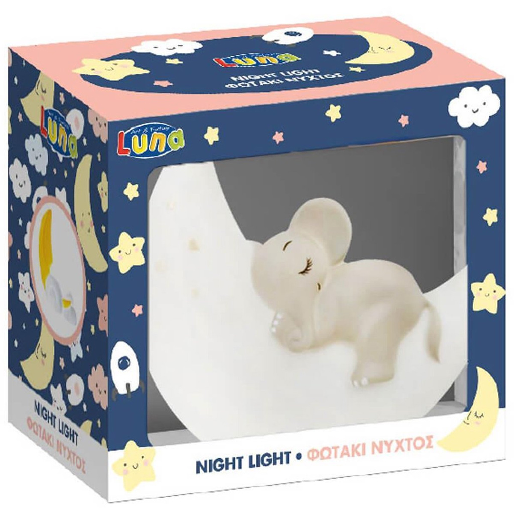 Luna: Spiaci slon na mesiaci nočná lampa