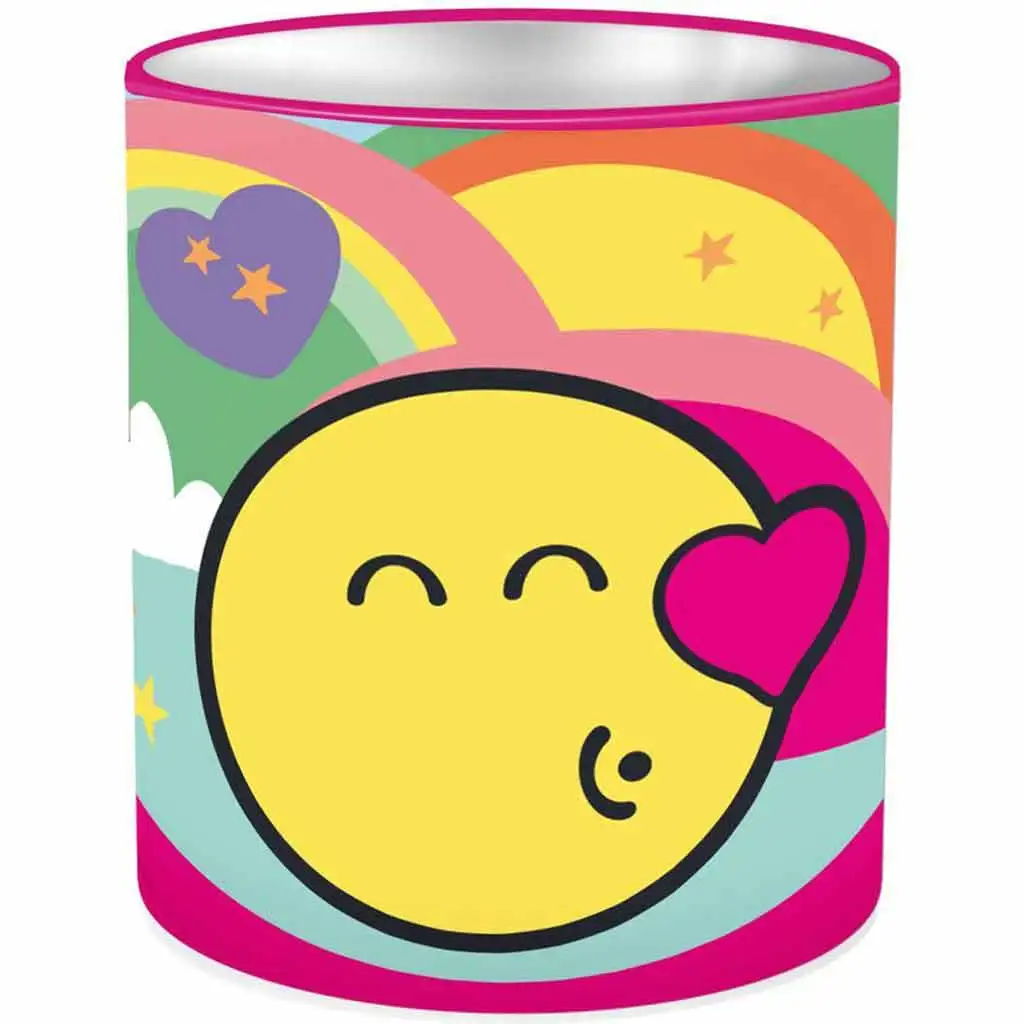 Luna: Emoji valcovitý kovový stolový stojan na písacie potreby 10x11cm