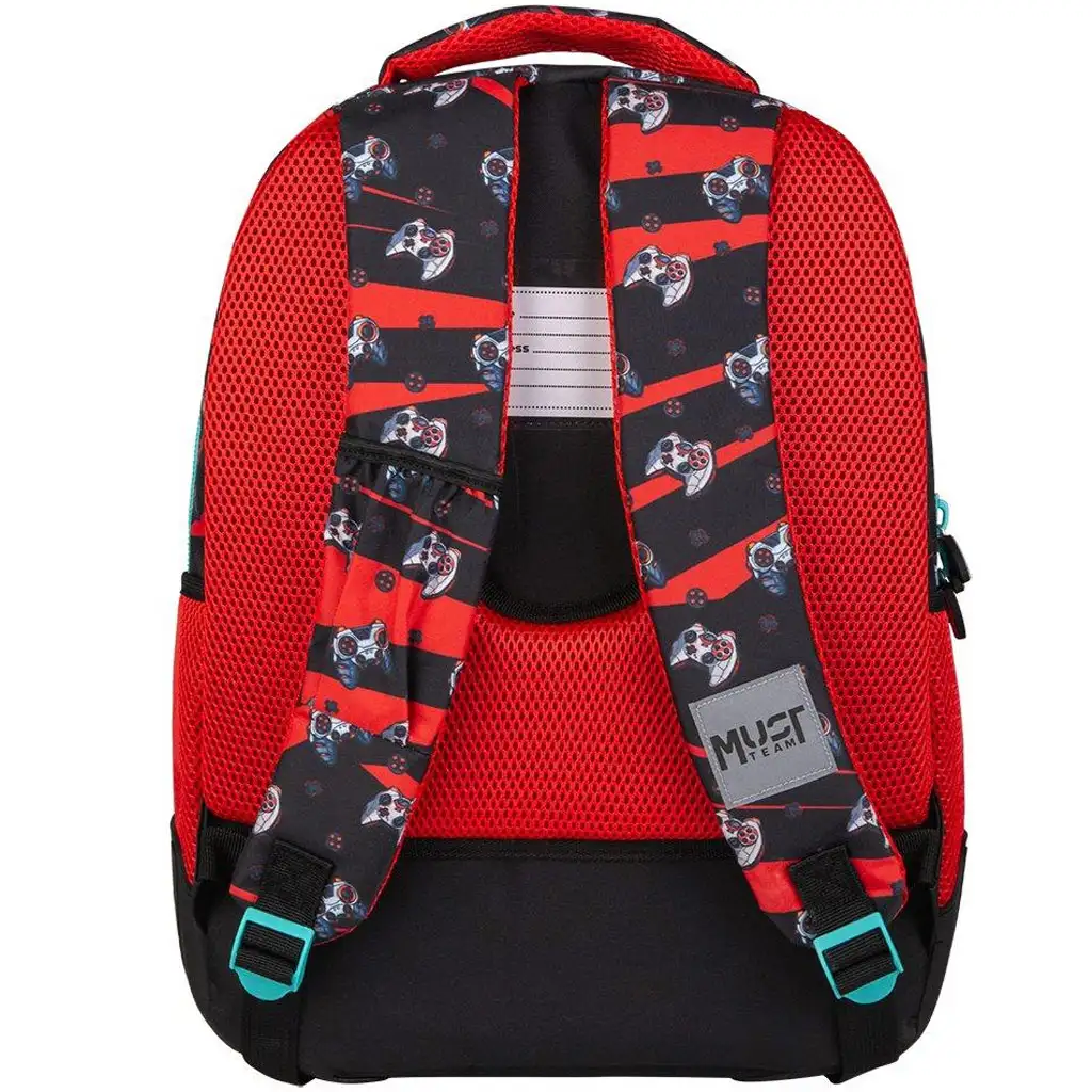 Luna: Must Team Gamer lekerekített 3 rekeszes iskolatáska, hátizsák 32x18x43cm kép 2