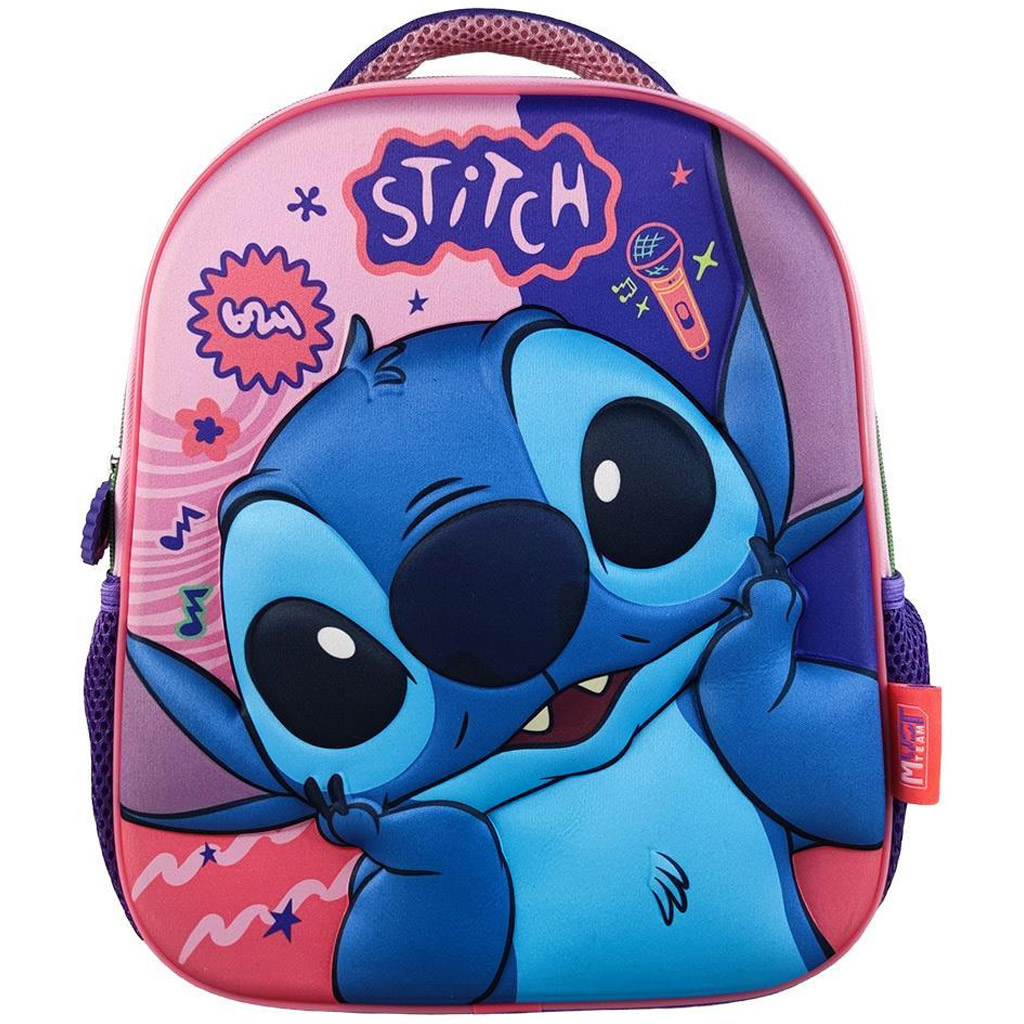 Luna: Must Team 3D Stitch mintás lekerekített ovis hátizsák 26x10x32 cm kép 1