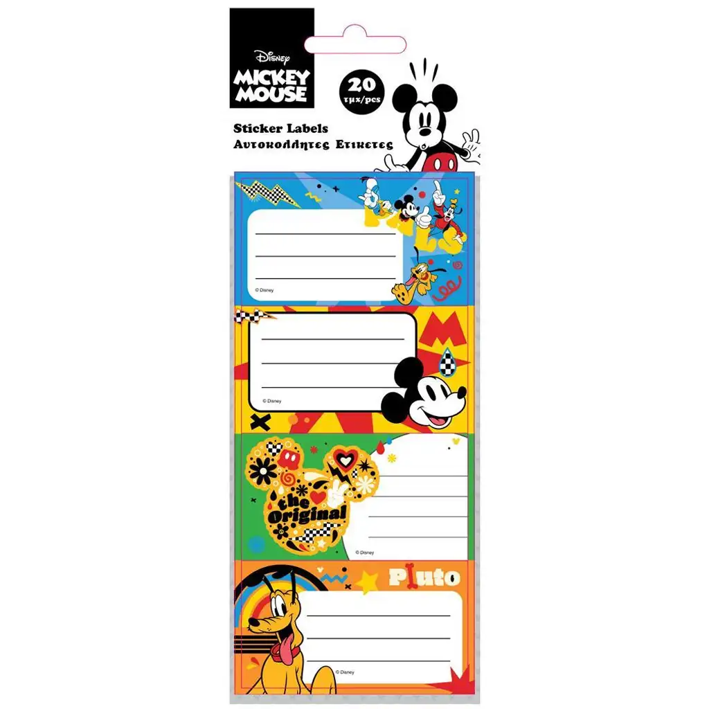Luna: Mickey Mouse a priatelia, balíček 20 kusov štítkov na zošity